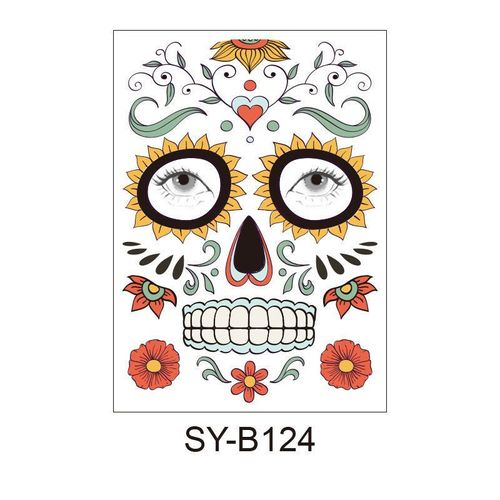 Halloween Scene Tattoo Sticker Waterproof Sweat Dead Day Masquerade Funny Makeup Face Tattoo Sticker Night light