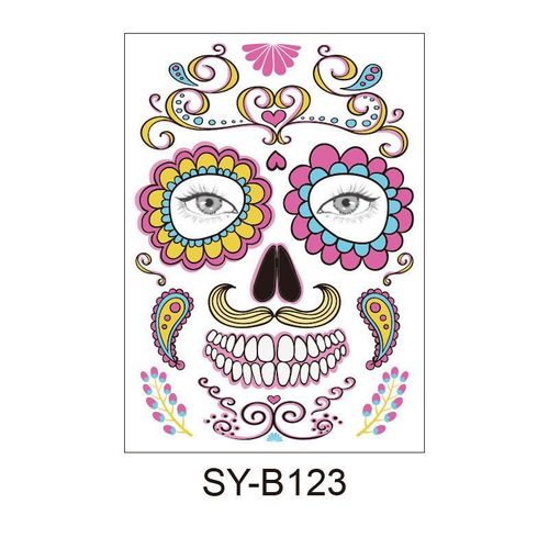 Halloween Scene Tattoo Sticker Waterproof Sweat Dead Day Masquerade Funny Makeup Face Tattoo Sticker Night light