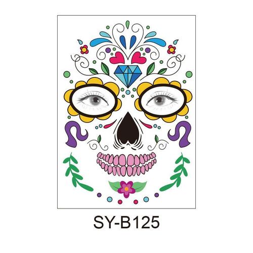 Halloween Scene Tattoo Sticker Waterproof Sweat Dead Day Masquerade Funny Makeup Face Tattoo Sticker Night light