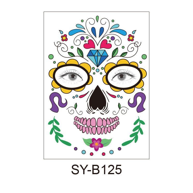 Halloween Scene Tattoo Sticker Waterproof Sweat Dead Day Masquerade Funny Makeup Face Tattoo Sticker Night light