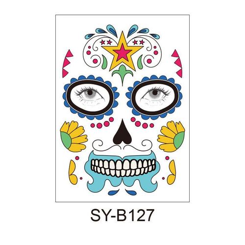 Halloween Scene Tattoo Sticker Waterproof Sweat Dead Day Masquerade Funny Makeup Face Tattoo Sticker Night light