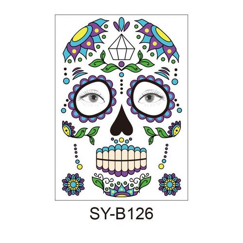 Halloween Scene Tattoo Sticker Waterproof Sweat Dead Day Masquerade Funny Makeup Face Tattoo Sticker Night light