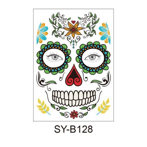 Halloween Scene Tattoo Sticker Waterproof Sweat Dead Day Masquerade Funny Makeup Face Tattoo Sticker Night light