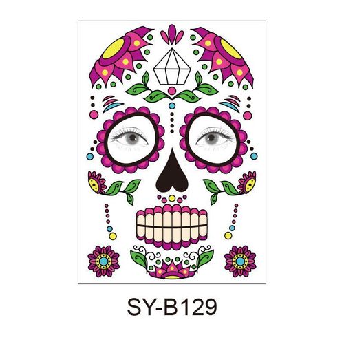 Halloween Scene Tattoo Sticker Waterproof Sweat Dead Day Masquerade Funny Makeup Face Tattoo Sticker Night light