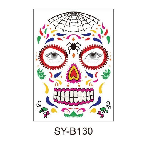 Halloween Scene Tattoo Sticker Waterproof Sweat Dead Day Masquerade Funny Makeup Face Tattoo Sticker Night light