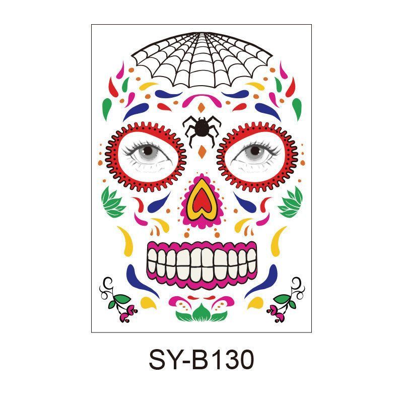 Halloween Scene Tattoo Sticker Waterproof Sweat Dead Day Masquerade Funny Makeup Face Tattoo Sticker Night light