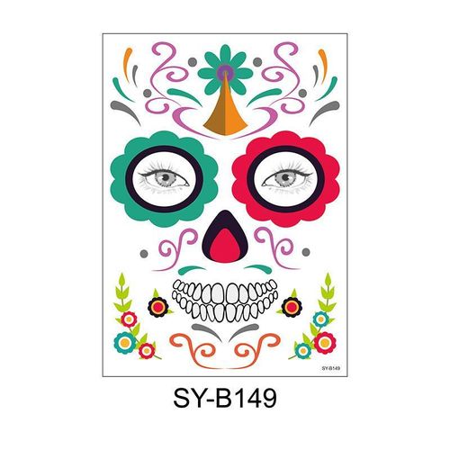 Halloween Scene Tattoo Sticker Waterproof Sweat Dead Day Masquerade Funny Makeup Face Tattoo Sticker Night light