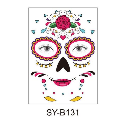 Halloween Scene Tattoo Sticker Waterproof Sweat Dead Day Masquerade Funny Makeup Face Tattoo Sticker Night light