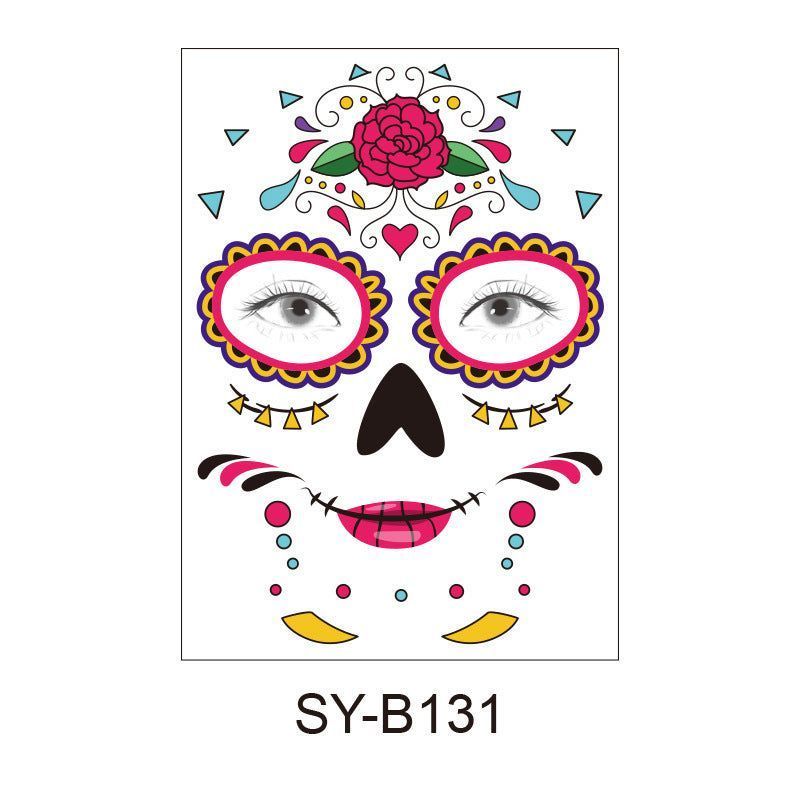 Halloween Scene Tattoo Sticker Waterproof Sweat Dead Day Masquerade Funny Makeup Face Tattoo Sticker Night light
