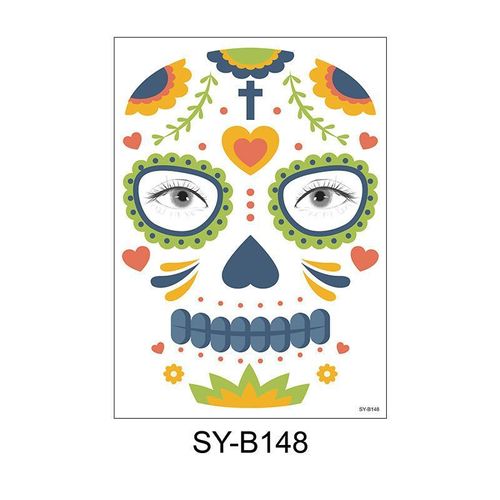 Halloween Scene Tattoo Sticker Waterproof Sweat Dead Day Masquerade Funny Makeup Face Tattoo Sticker Night light