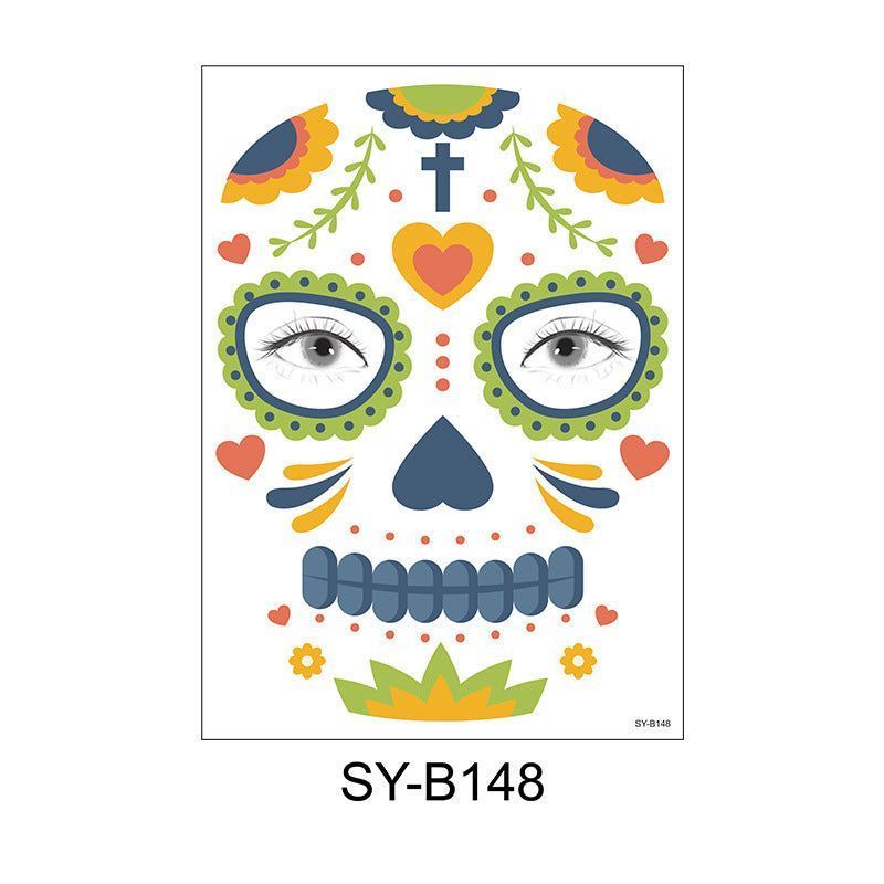 Halloween Scene Tattoo Sticker Waterproof Sweat Dead Day Masquerade Funny Makeup Face Tattoo Sticker Night light