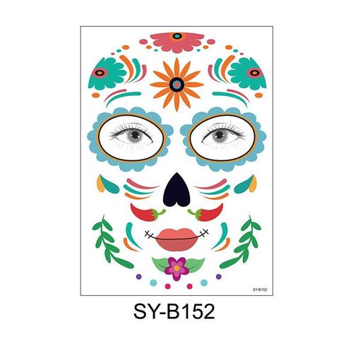 Halloween Scene Tattoo Sticker Waterproof Sweat Dead Day Masquerade Funny Makeup Face Tattoo Sticker Night light