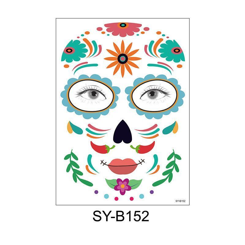 Halloween Scene Tattoo Sticker Waterproof Sweat Dead Day Masquerade Funny Makeup Face Tattoo Sticker Night light