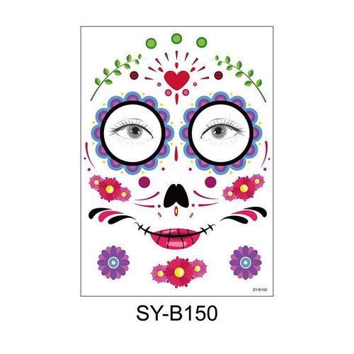 Halloween Scene Tattoo Sticker Waterproof Sweat Dead Day Masquerade Funny Makeup Face Tattoo Sticker Night light