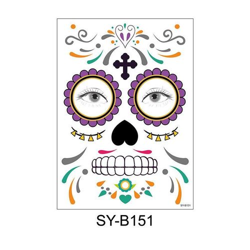 Halloween Scene Tattoo Sticker Waterproof Sweat Dead Day Masquerade Funny Makeup Face Tattoo Sticker Night light