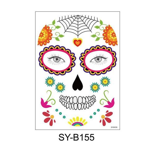 Halloween Scene Tattoo Sticker Waterproof Sweat Dead Day Masquerade Funny Makeup Face Tattoo Sticker Night light
