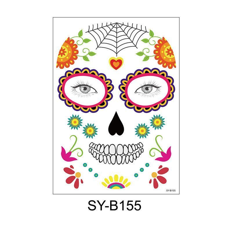 Halloween Scene Tattoo Sticker Waterproof Sweat Dead Day Masquerade Funny Makeup Face Tattoo Sticker Night light