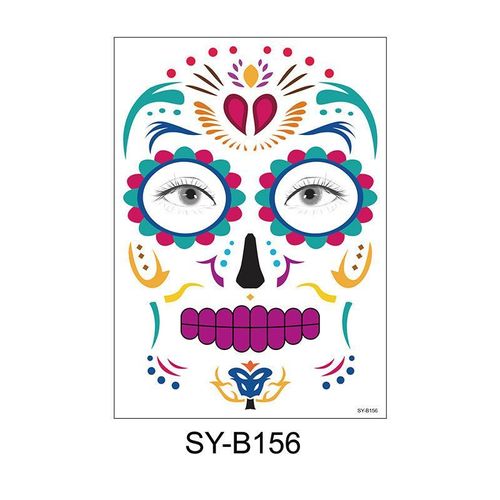 Halloween Scene Tattoo Sticker Waterproof Sweat Dead Day Masquerade Funny Makeup Face Tattoo Sticker Night light