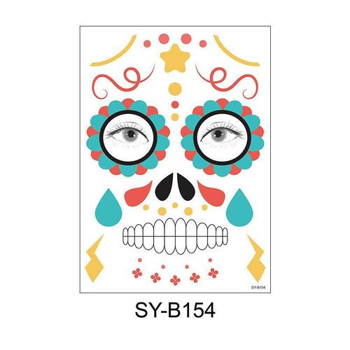 Halloween Scene Tattoo Sticker Waterproof Sweat Dead Day Masquerade Funny Makeup Face Tattoo Sticker Night light
