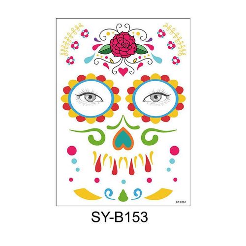 Halloween Scene Tattoo Sticker Waterproof Sweat Dead Day Masquerade Funny Makeup Face Tattoo Sticker Night light