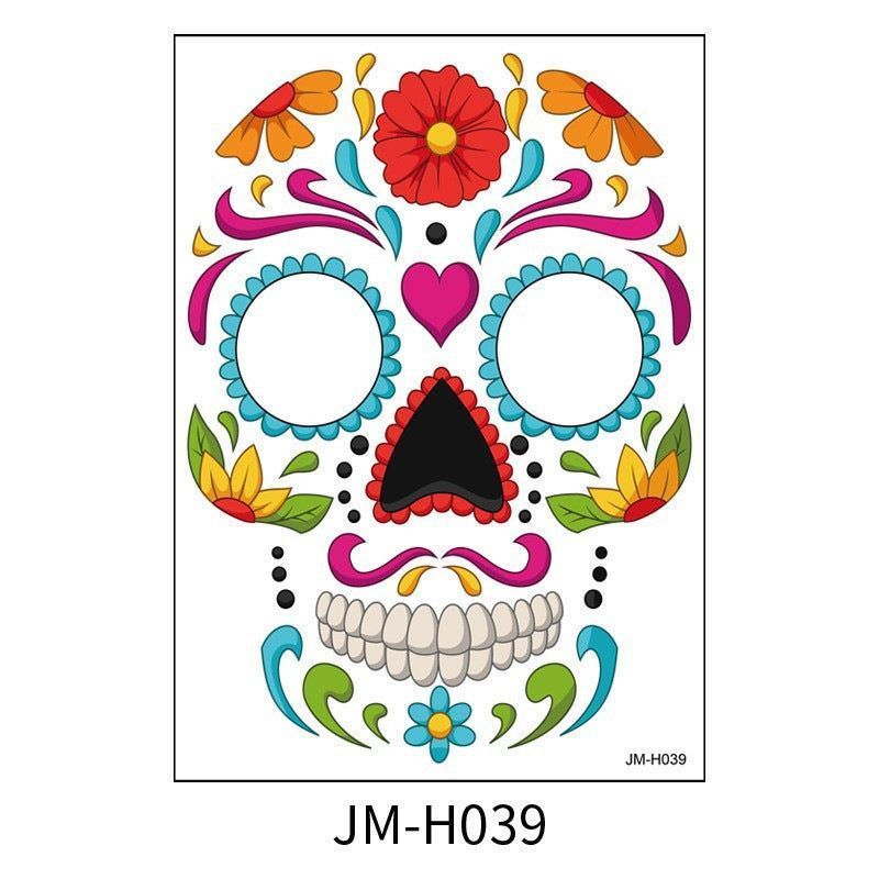 Halloween Scene Tattoo Sticker Waterproof Sweat Dead Day Masquerade Funny Makeup Face Tattoo Sticker Night light