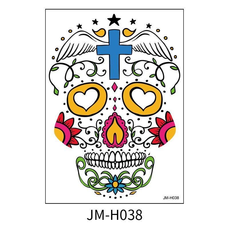 Halloween Scene Tattoo Sticker Waterproof Sweat Dead Day Masquerade Funny Makeup Face Tattoo Sticker Night light