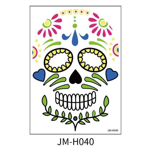 Halloween Scene Tattoo Sticker Waterproof Sweat Dead Day Masquerade Funny Makeup Face Tattoo Sticker Night light