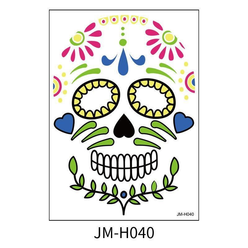 Halloween Scene Tattoo Sticker Waterproof Sweat Dead Day Masquerade Funny Makeup Face Tattoo Sticker Night light