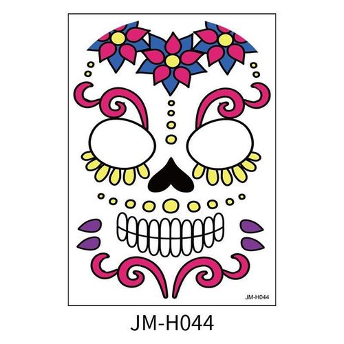 Halloween Scene Tattoo Sticker Waterproof Sweat Dead Day Masquerade Funny Makeup Face Tattoo Sticker Night light