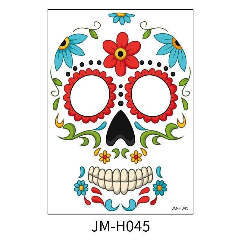 Halloween Scene Tattoo Sticker Waterproof Sweat Dead Day Masquerade Funny Makeup Face Tattoo Sticker Night light