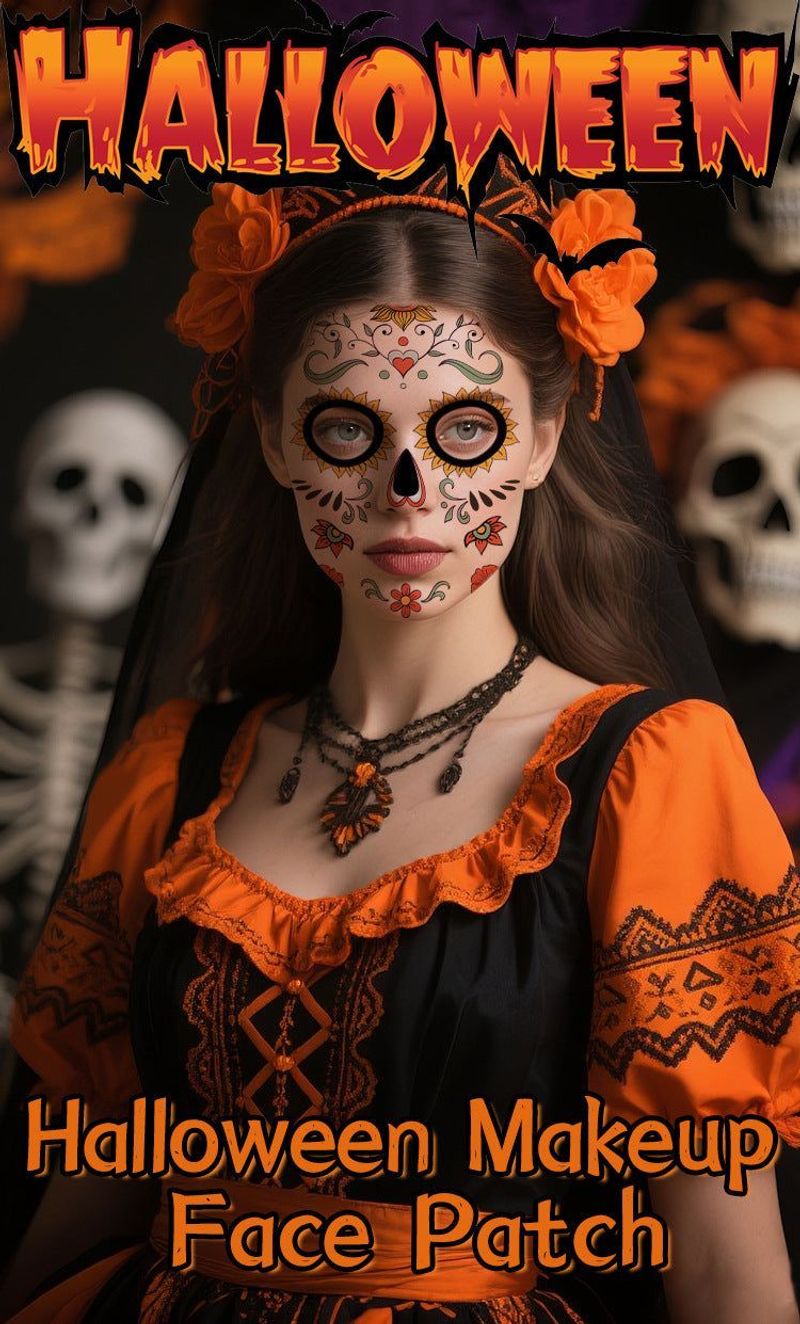 Halloween Scene Tattoo Sticker Waterproof Sweat Dead Day Masquerade Funny Makeup Face Tattoo Sticker Night light