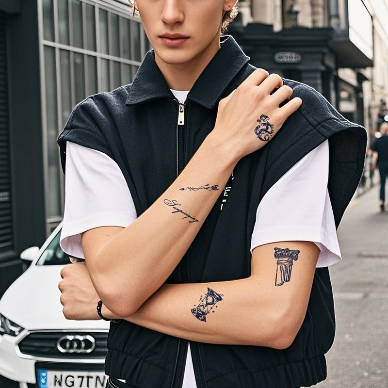 New In Stock Waterless Second Print Herbal Semi-permanent Tattoo Sticker Waterproof Long-lasting Cartoon Ins Wind Arm Tattoo Sticker Fashion