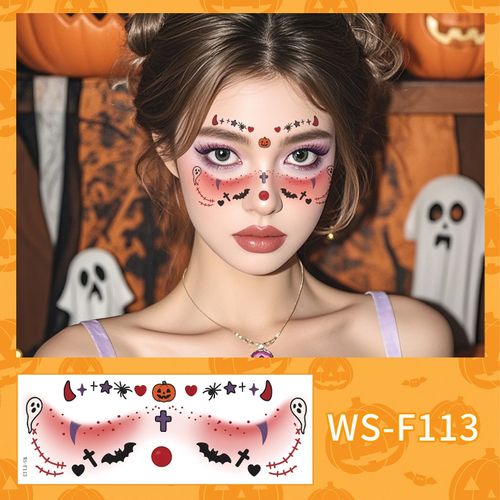 New Style Beautiful Ghost Haunted Halloween Tattoo Sticker Witch Playful Cute Ghost Makeup Face Waterproof Tattoo Sticker