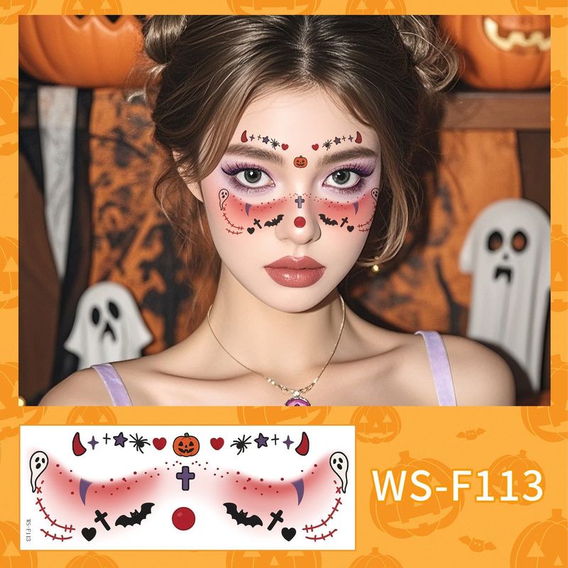 New Style Beautiful Ghost Haunted Halloween Tattoo Sticker Witch Playful Cute Ghost Makeup Face Waterproof Tattoo Sticker