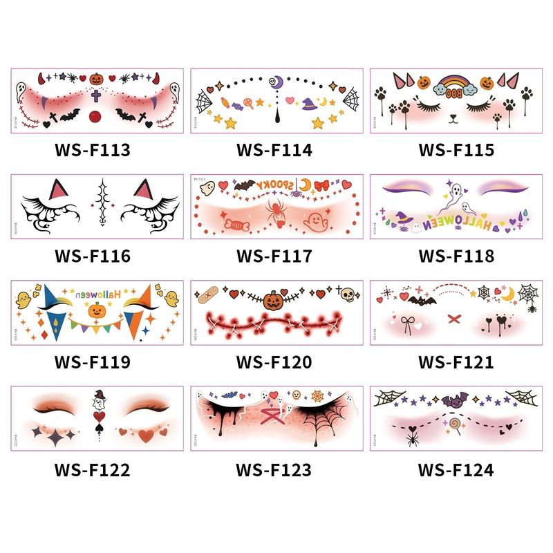 New Style Beautiful Ghost Haunted Halloween Tattoo Sticker Witch Playful Cute Ghost Makeup Face Waterproof Tattoo Sticker
