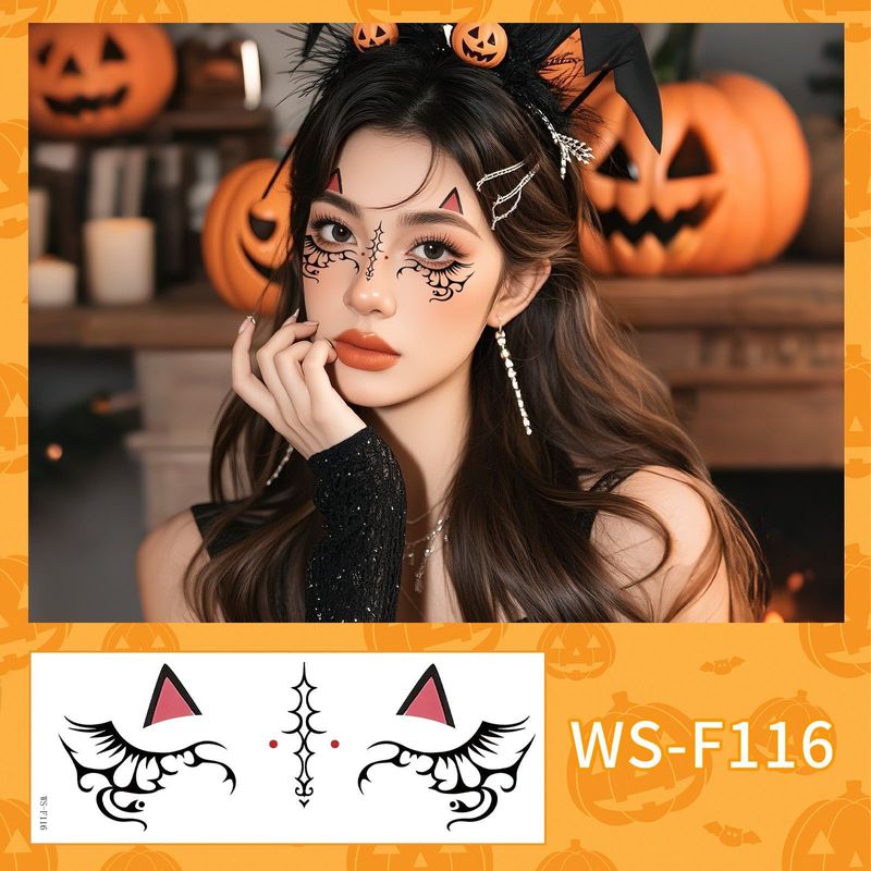 New Style Beautiful Ghost Haunted Halloween Tattoo Sticker Witch Playful Cute Ghost Makeup Face Waterproof Tattoo Sticker