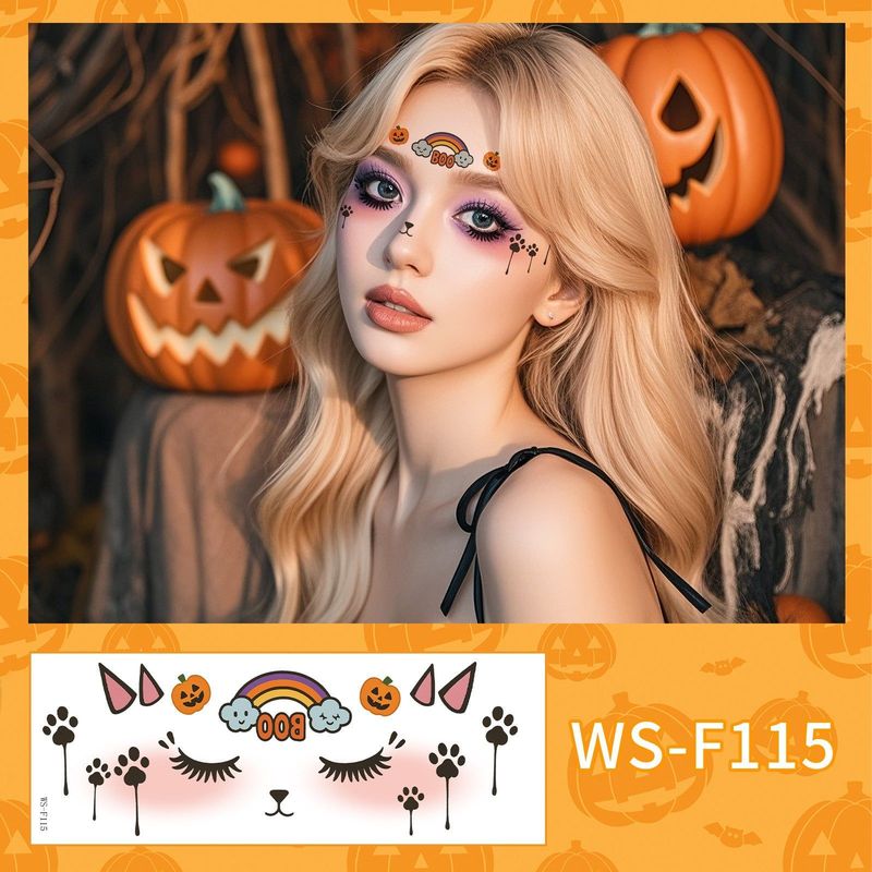 New Style Beautiful Ghost Haunted Halloween Tattoo Sticker Witch Playful Cute Ghost Makeup Face Waterproof Tattoo Sticker
