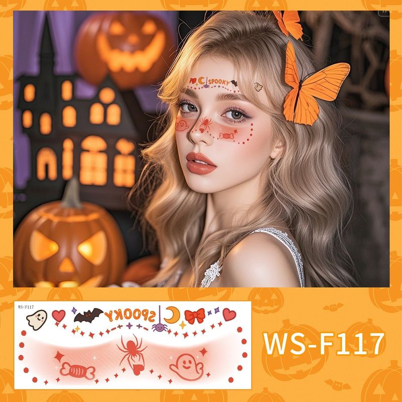 New Style Beautiful Ghost Haunted Halloween Tattoo Sticker Witch Playful Cute Ghost Makeup Face Waterproof Tattoo Sticker