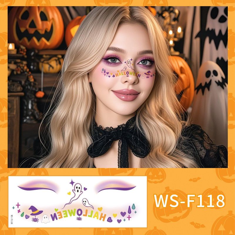 New Style Beautiful Ghost Haunted Halloween Tattoo Sticker Witch Playful Cute Ghost Makeup Face Waterproof Tattoo Sticker