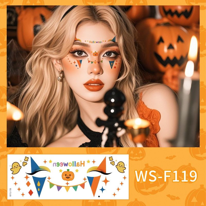 New Style Beautiful Ghost Haunted Halloween Tattoo Sticker Witch Playful Cute Ghost Makeup Face Waterproof Tattoo Sticker