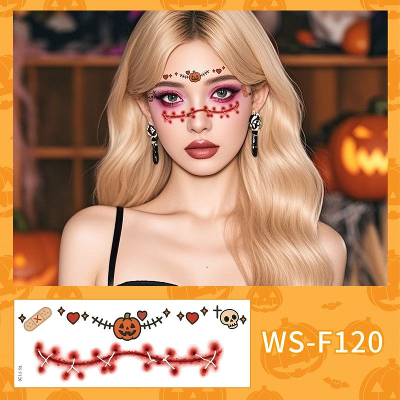 New Style Beautiful Ghost Haunted Halloween Tattoo Sticker Witch Playful Cute Ghost Makeup Face Waterproof Tattoo Sticker