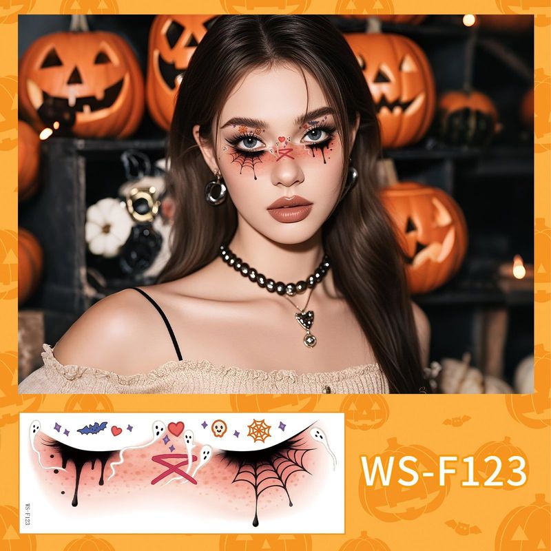 New Style Beautiful Ghost Haunted Halloween Tattoo Sticker Witch Playful Cute Ghost Makeup Face Waterproof Tattoo Sticker