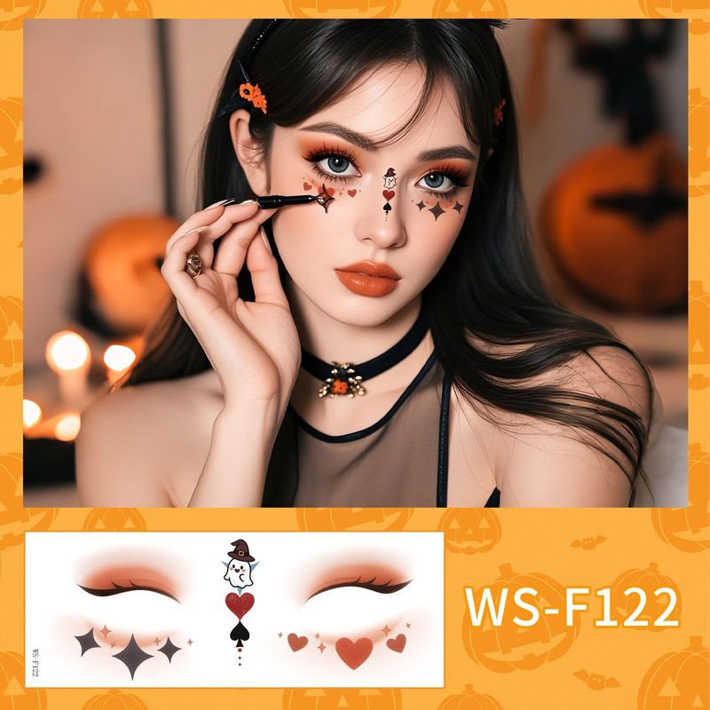 New Style Beautiful Ghost Haunted Halloween Tattoo Sticker Witch Playful Cute Ghost Makeup Face Waterproof Tattoo Sticker