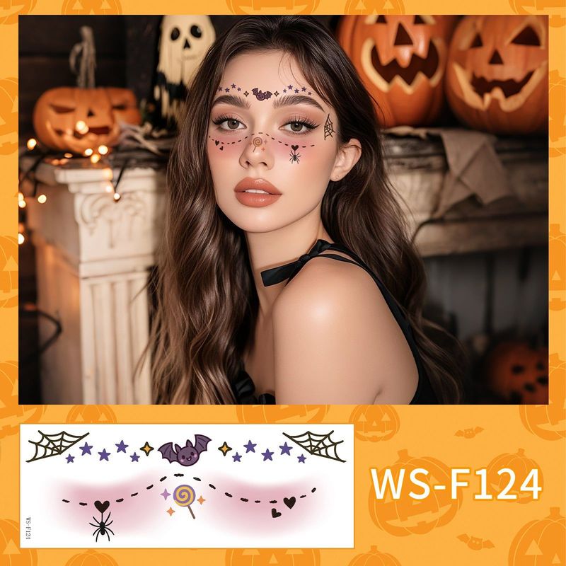 New Style Beautiful Ghost Haunted Halloween Tattoo Sticker Witch Playful Cute Ghost Makeup Face Waterproof Tattoo Sticker