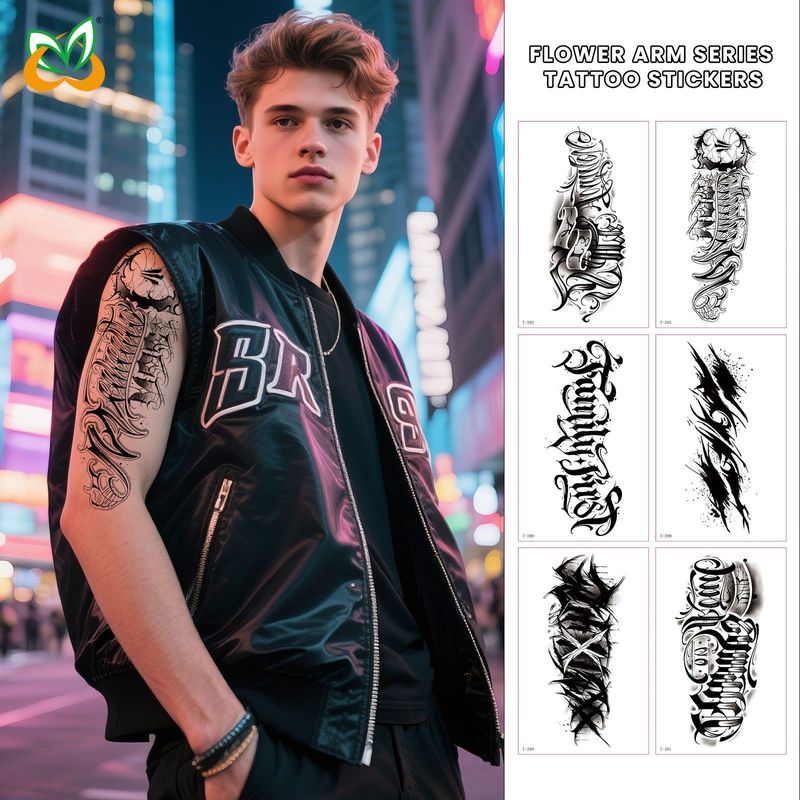 New Single Black Tattoo Sticker Waterproof Men's And Women's Small Arm Flower Arm Distinctive Lasting High-end Sense Internet Celebrated Lasting Tattoo  Fashion