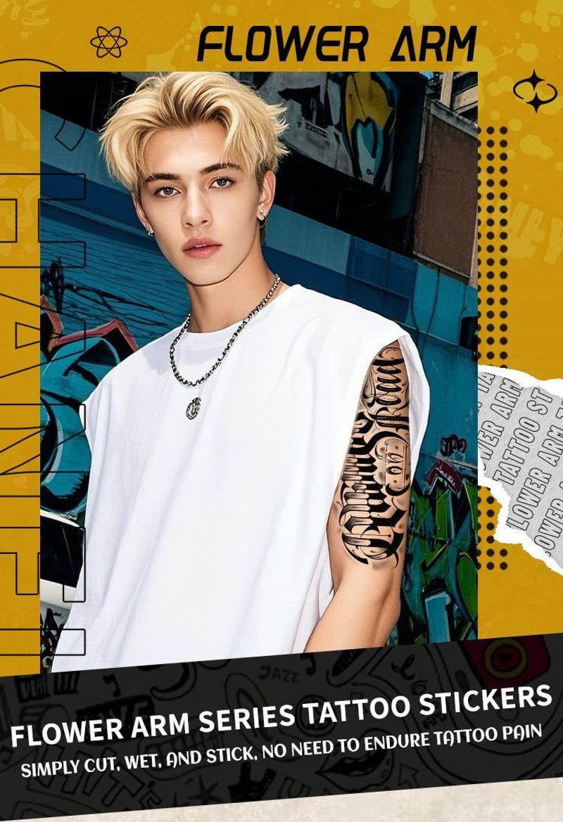 New Single Black Tattoo Sticker Waterproof Men's And Women's Small Arm Flower Arm Distinctive Lasting High-end Sense Internet Celebrated Lasting Tattoo  Fashion