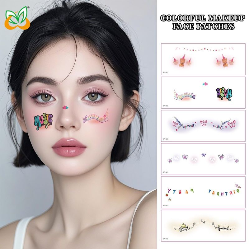 Fashion New Birthday Color Face Tattoo Sticker Advanced Butterfly Concert Novice Sweat Makeup Tattoo Sticker