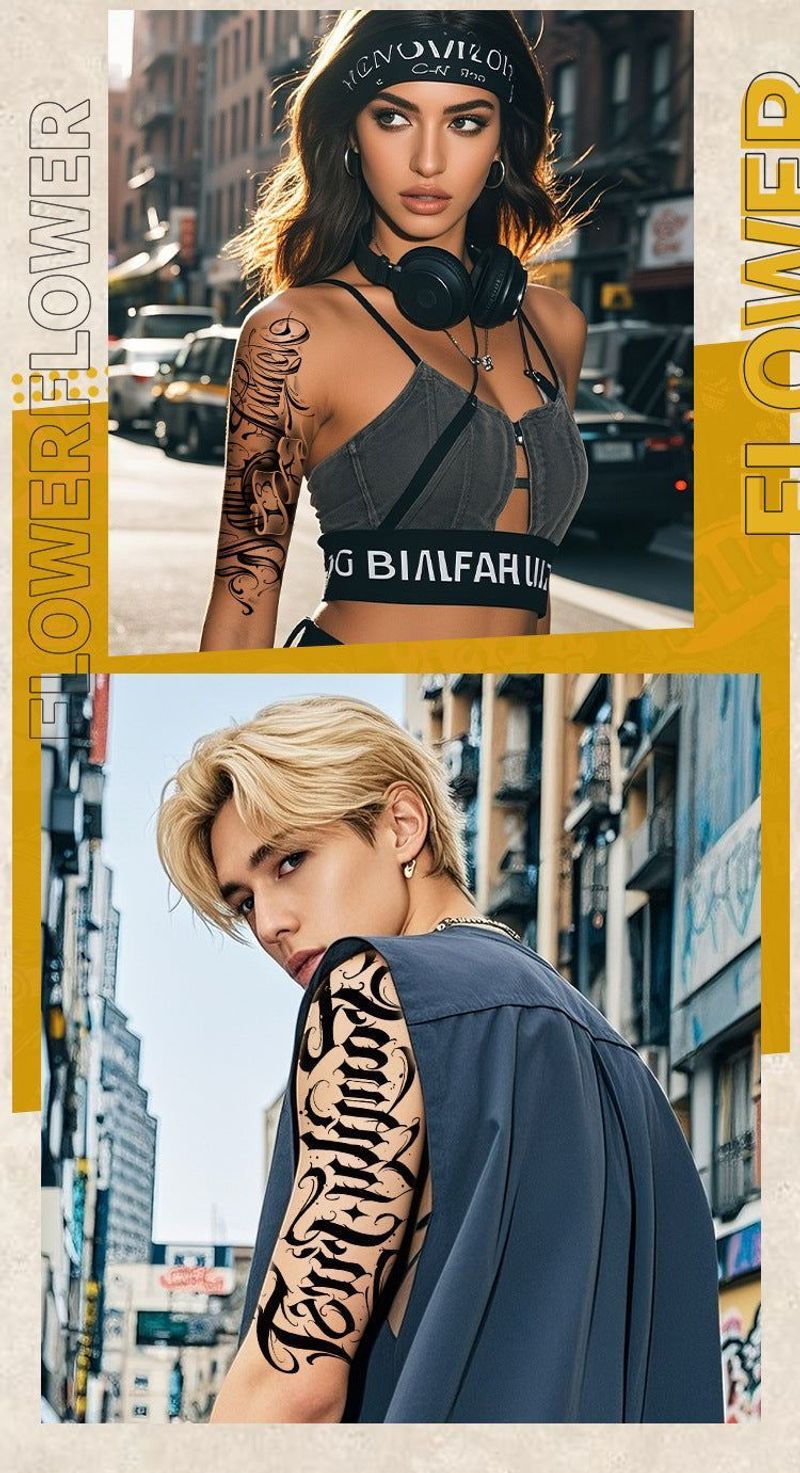 New Single Black Tattoo Sticker Waterproof Men's And Women's Small Arm Flower Arm Distinctive Lasting High-end Sense Internet Celebrated Lasting Tattoo  Fashion
