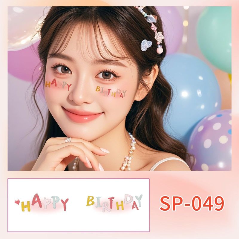 Fashion New Birthday Color Face Tattoo Sticker Advanced Butterfly Concert Novice Sweat Makeup Tattoo Sticker