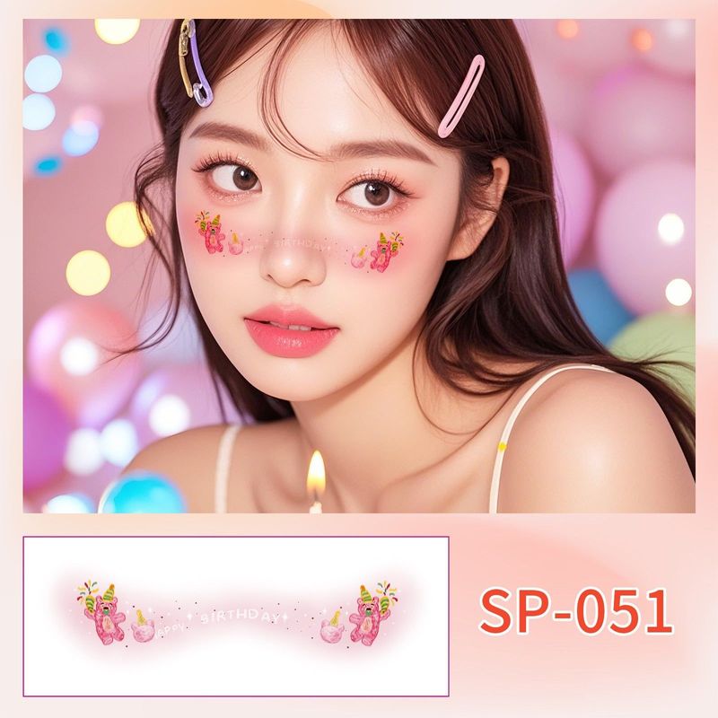 Fashion New Birthday Color Face Tattoo Sticker Advanced Butterfly Concert Novice Sweat Makeup Tattoo Sticker